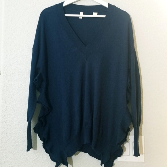 Anthropology Moth Ruffled V-Neck Sweater - Picture 6 of 12